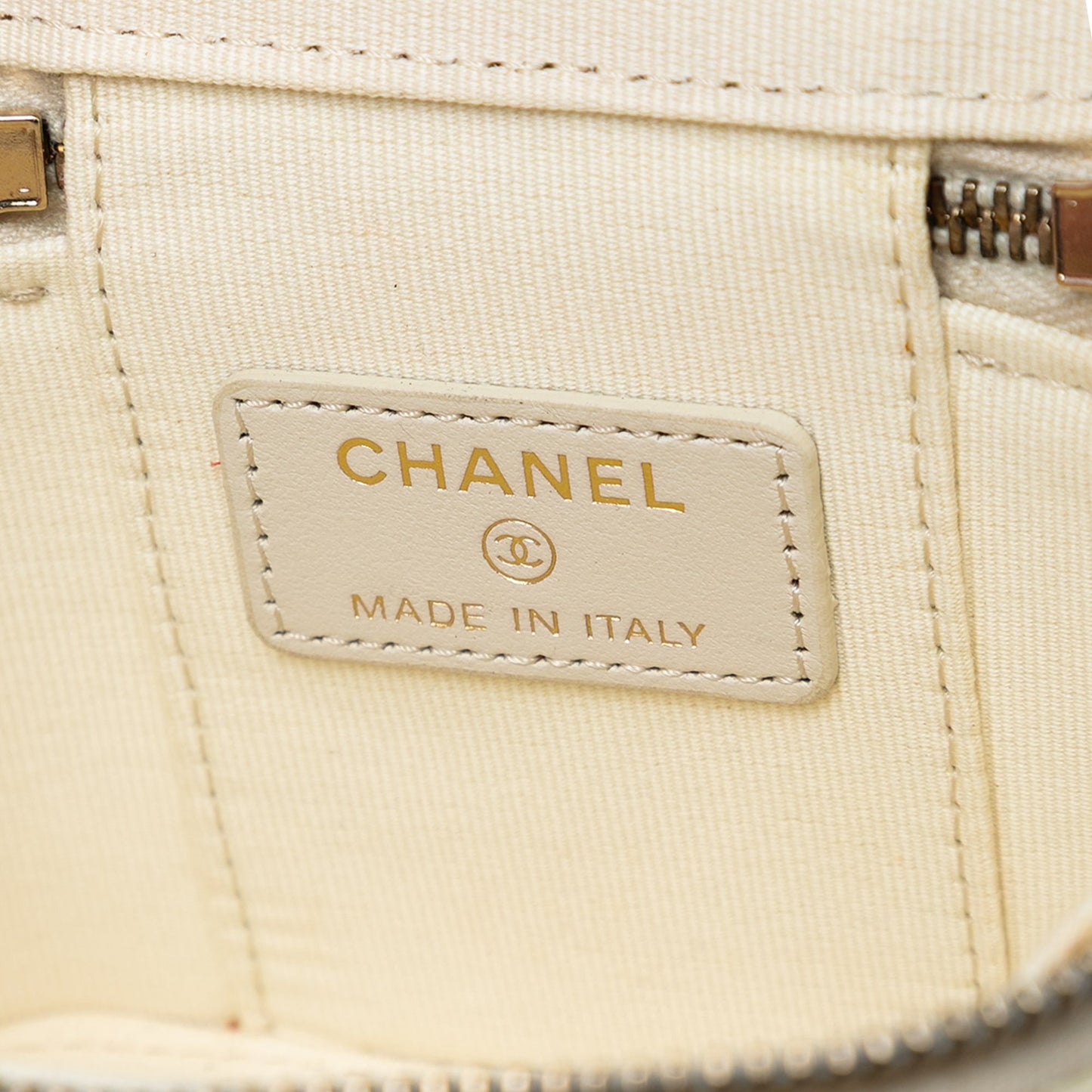 Chanel Mini CC Quilted Caviar Vanity Case with Chain