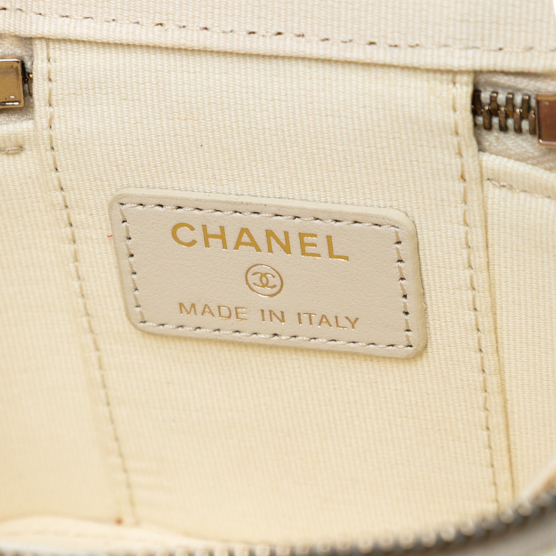 Chanel Mini CC Quilted Caviar Vanity Case with Chain