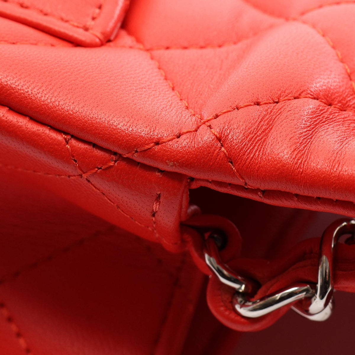Chanel Mini Square Classic Lambskin Single Flap — Red