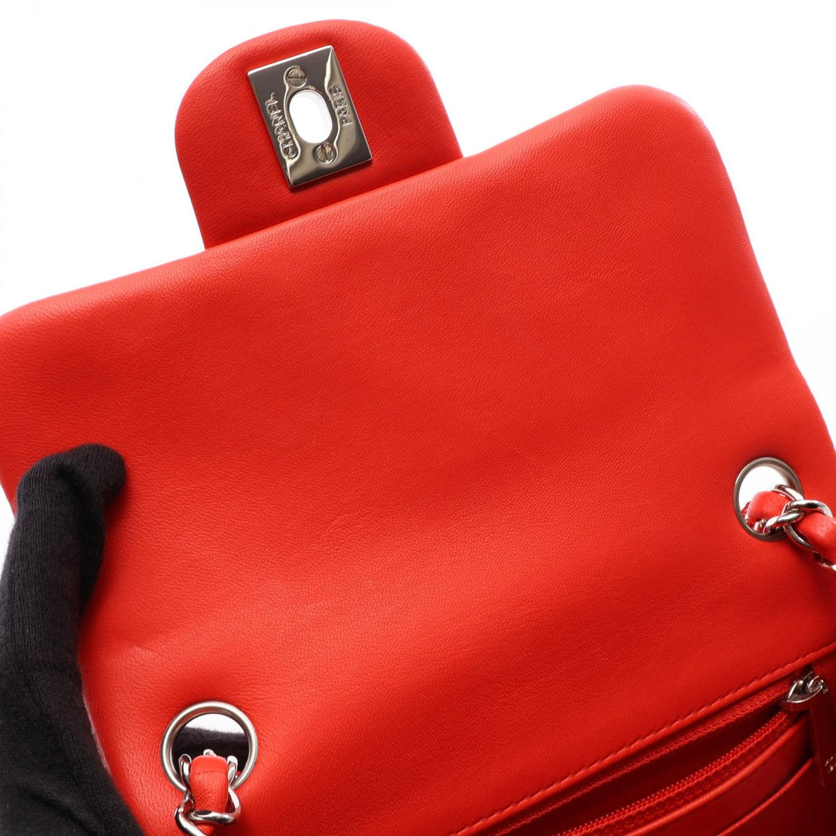 Chanel Mini Square Classic Lambskin Single Flap — Red