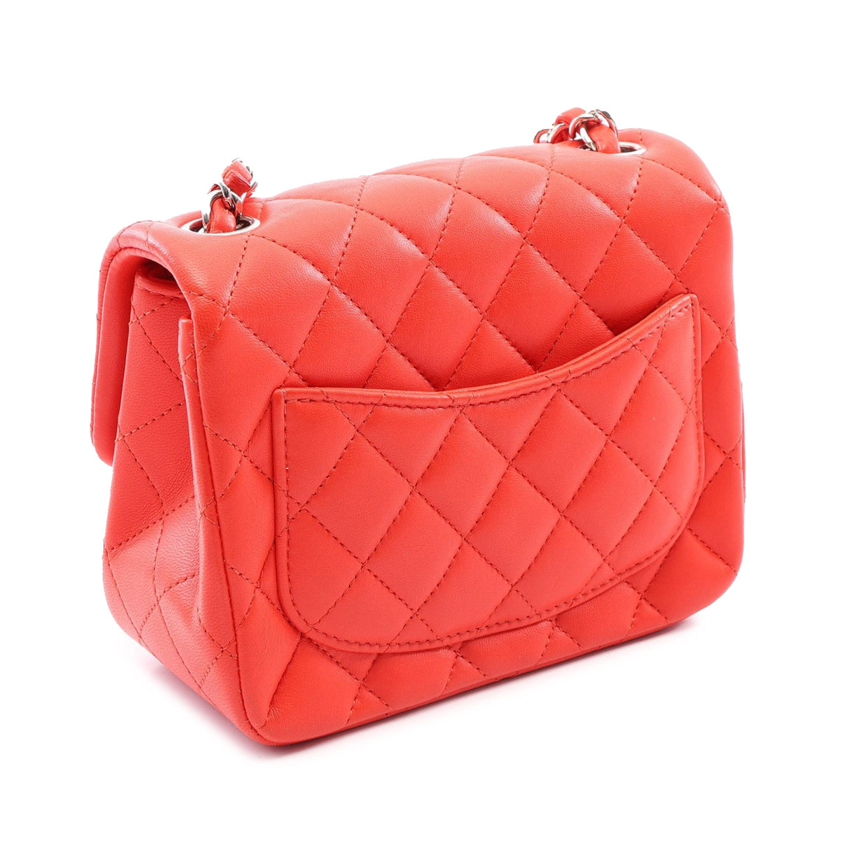 Chanel Mini Square Classic Lambskin Single Flap — Red