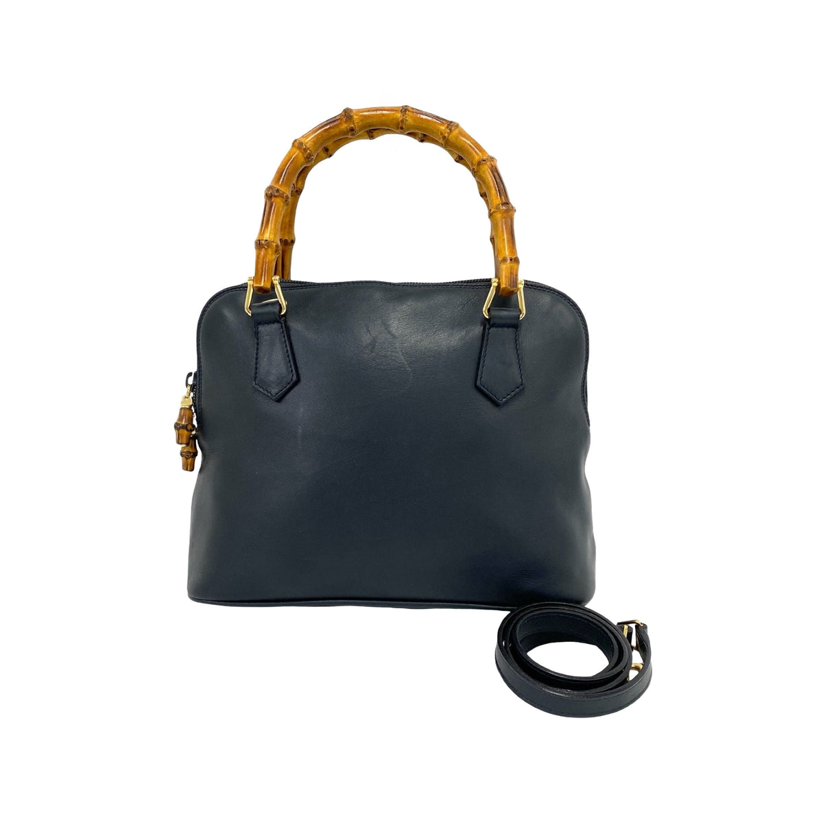 Gucci Calfskin Bamboo Satchel — Blue