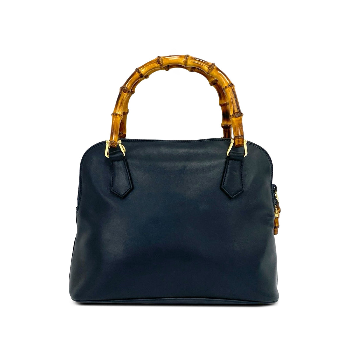 Gucci Calfskin Bamboo Satchel — Blue