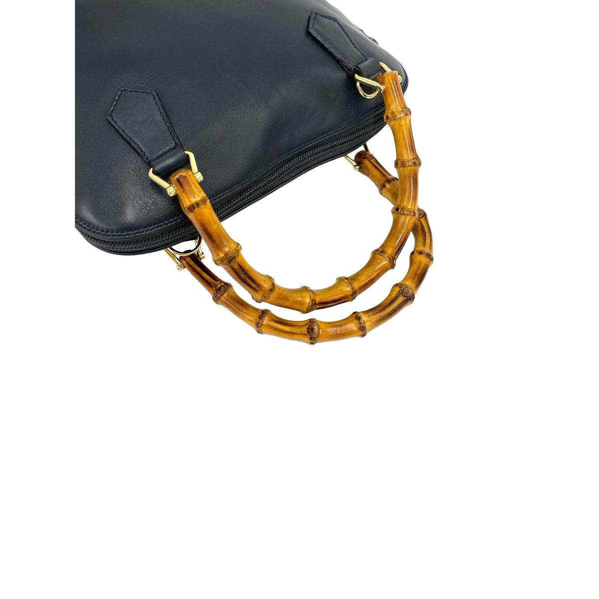 Gucci Calfskin Bamboo Satchel — Blue