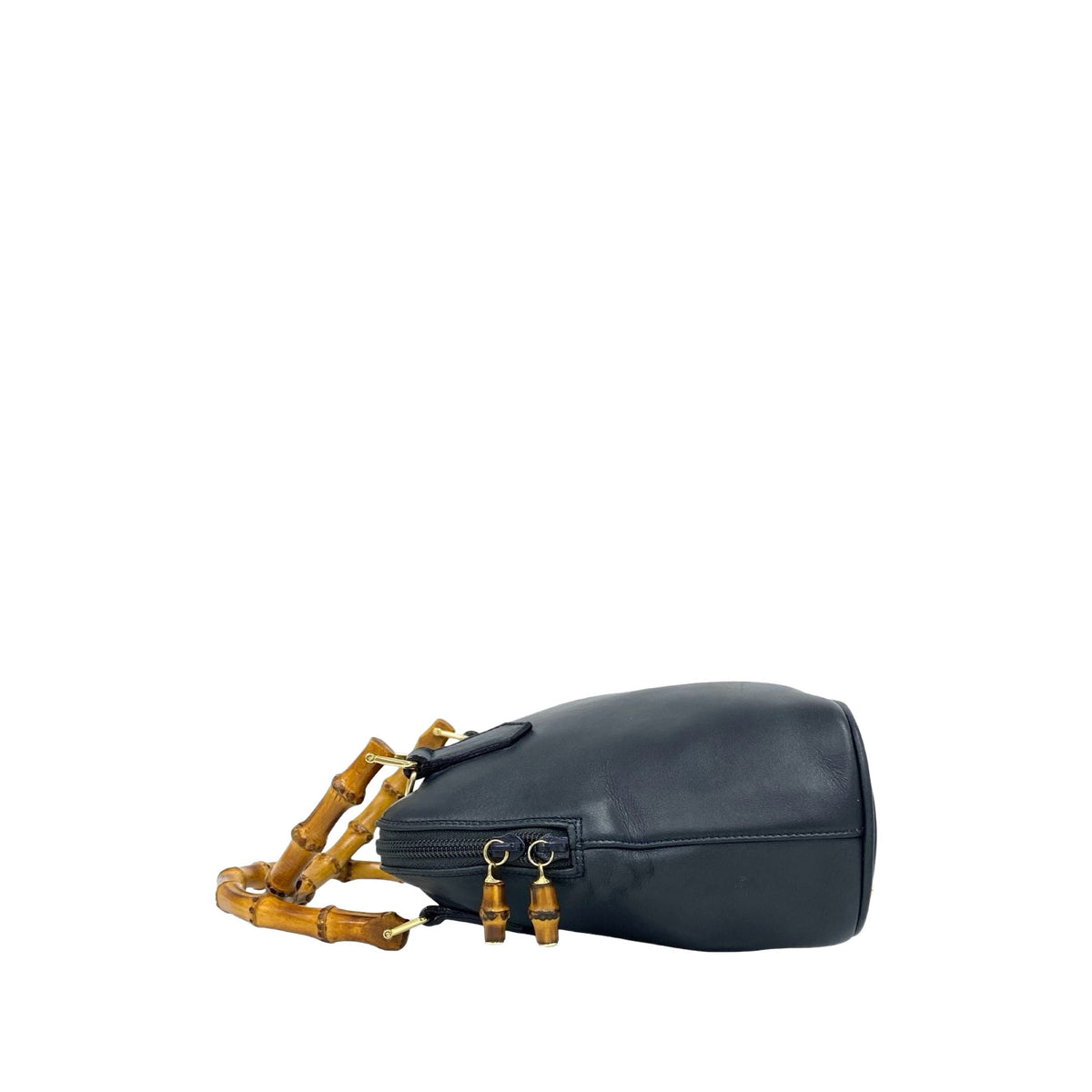 Gucci Calfskin Bamboo Satchel — Blue
