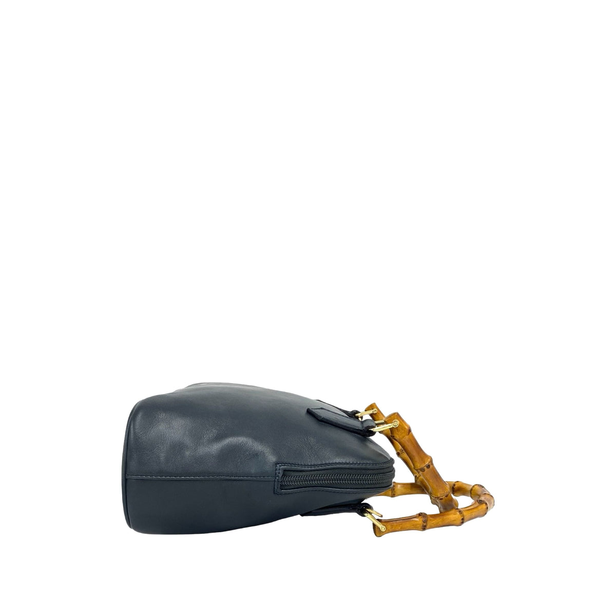 Gucci Calfskin Bamboo Satchel — Blue