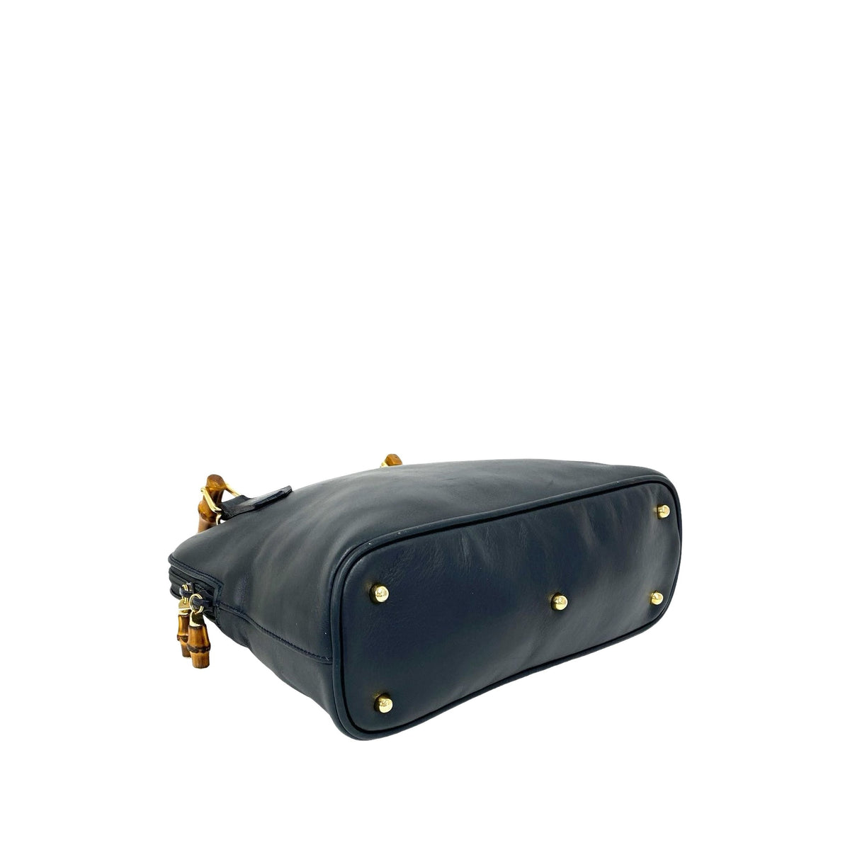 Gucci Calfskin Bamboo Satchel — Blue