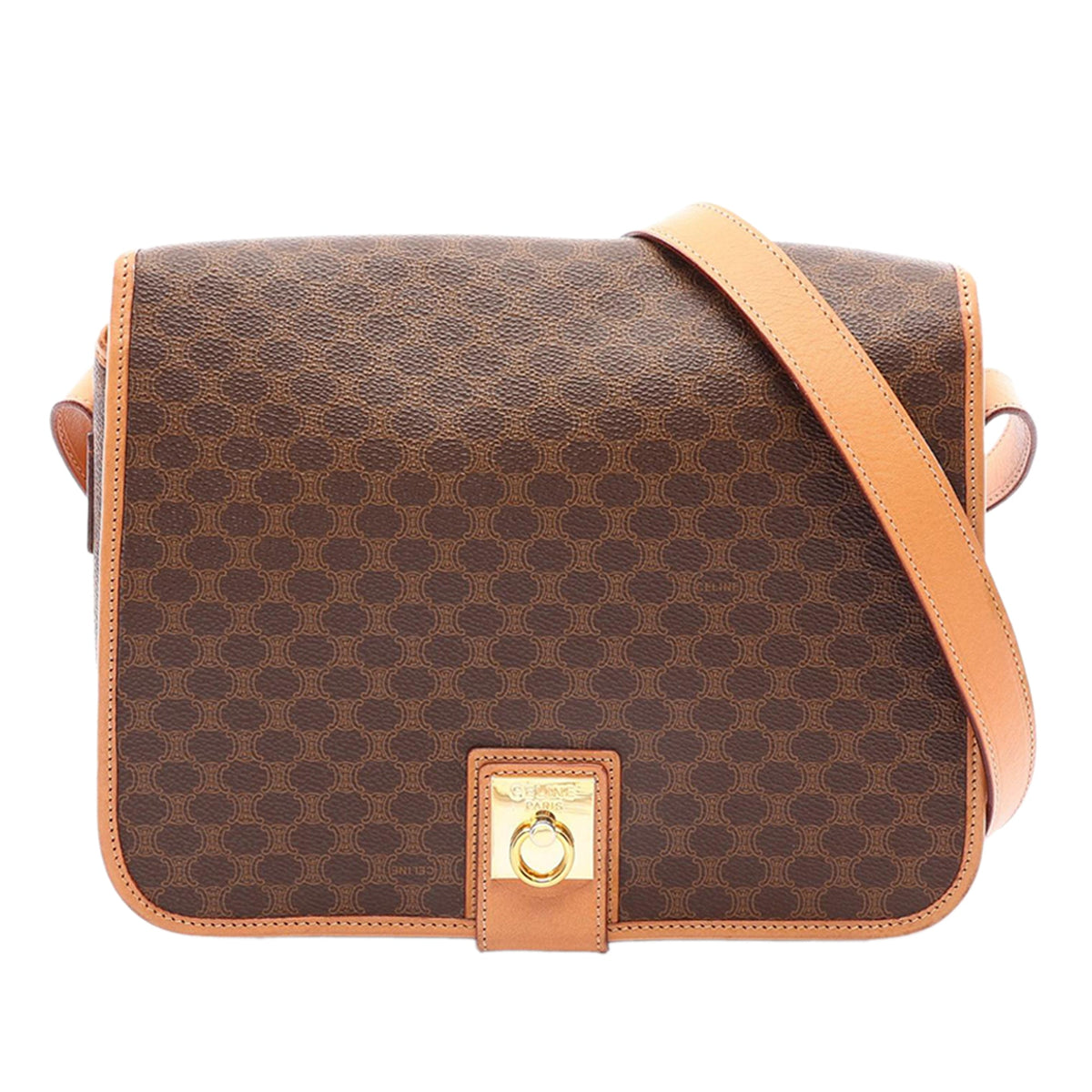 Celine Macadam Coated Canvas Crossbody — Brown
