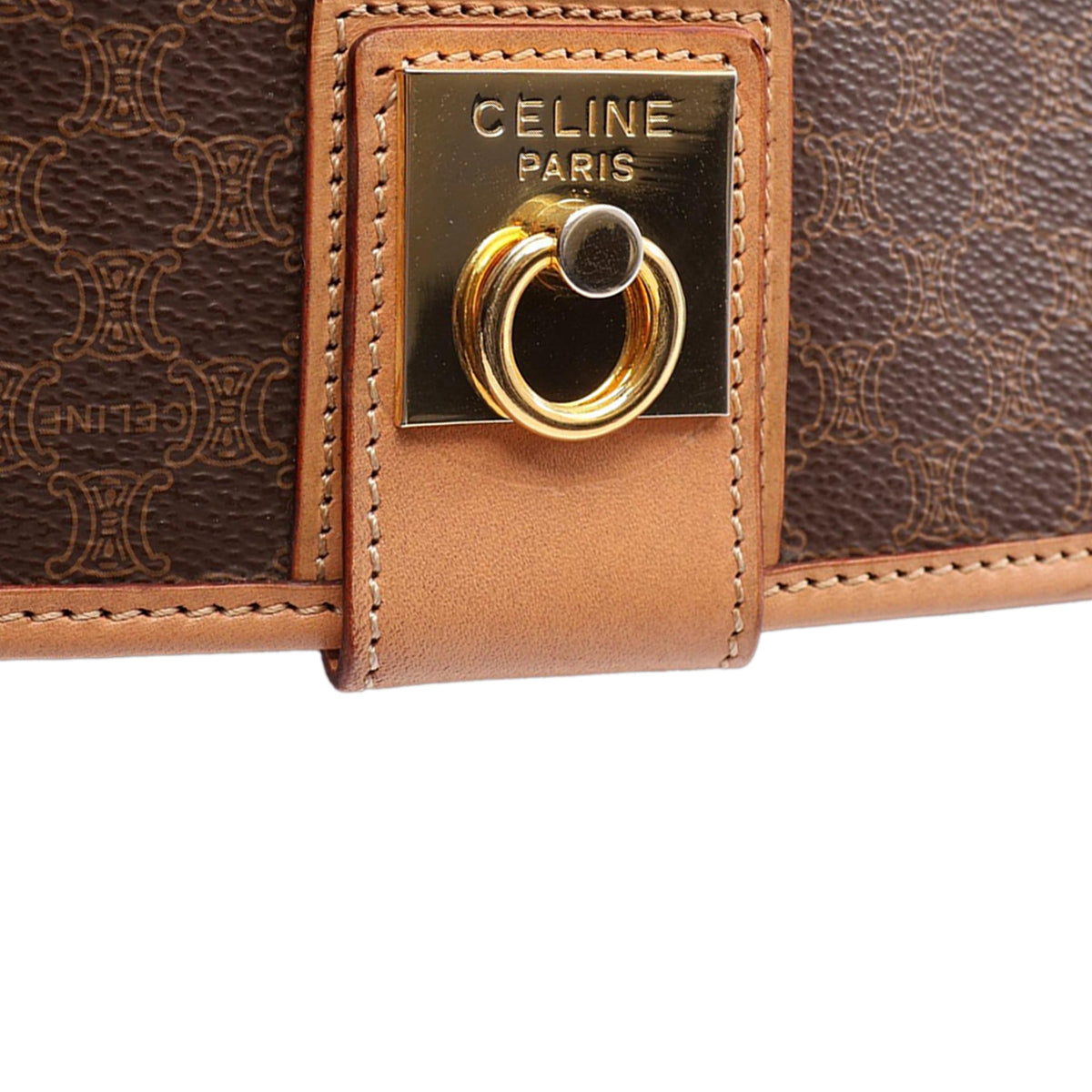 Celine Macadam Coated Canvas Crossbody — Brown