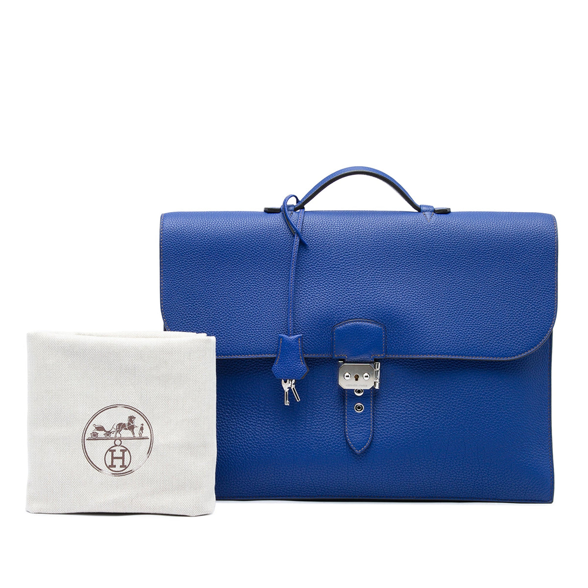 Hermès Togo Verso Sac a Depeches 40 — Blue