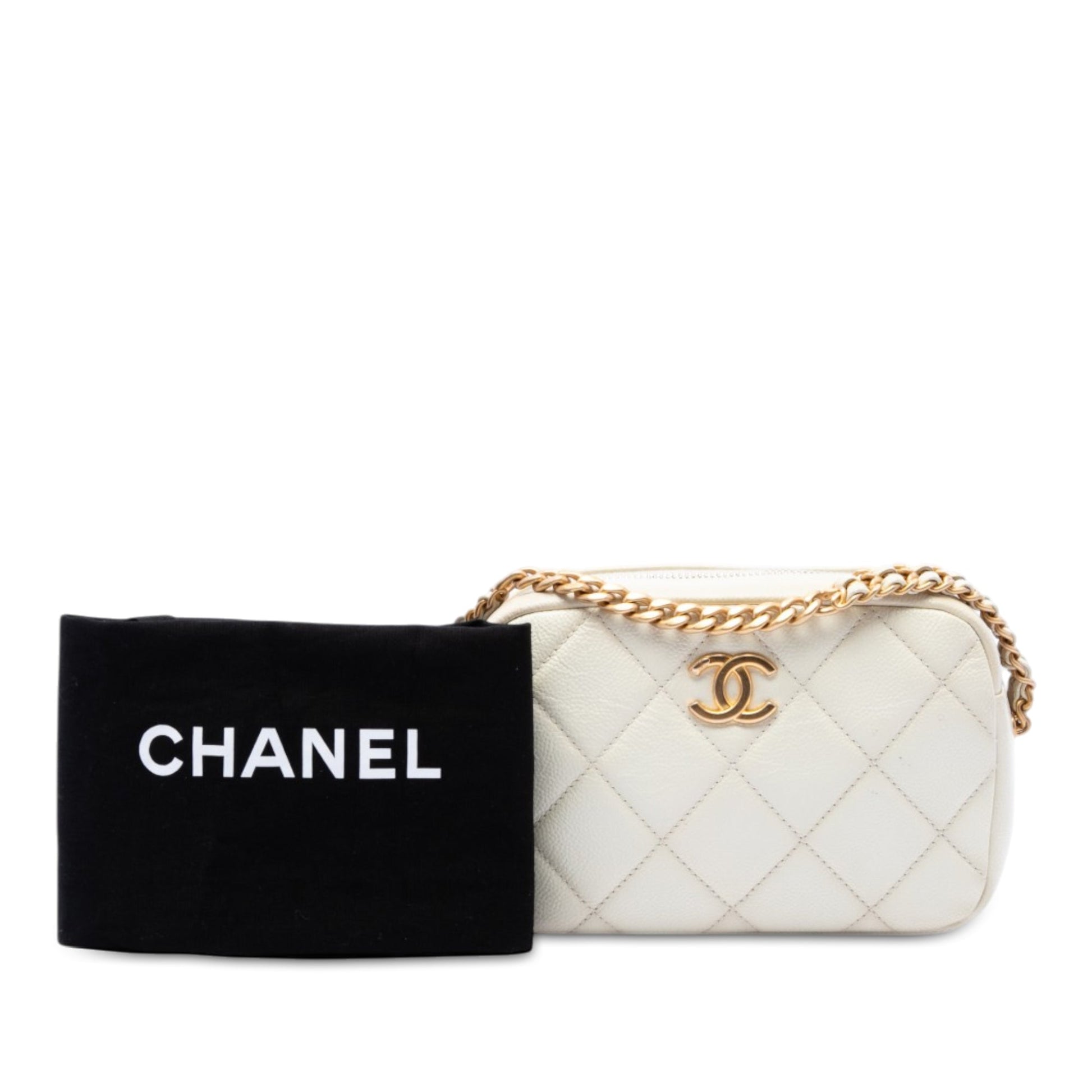 Chanel CC Quilted Caviar Melody Chain Camera Bag