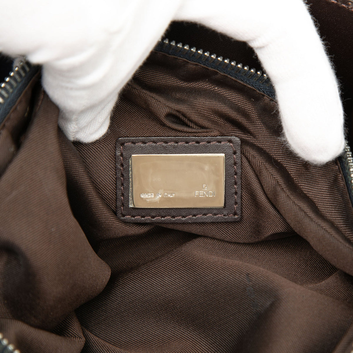Fendi Zucchino Denim Oyster Shoulder Bag