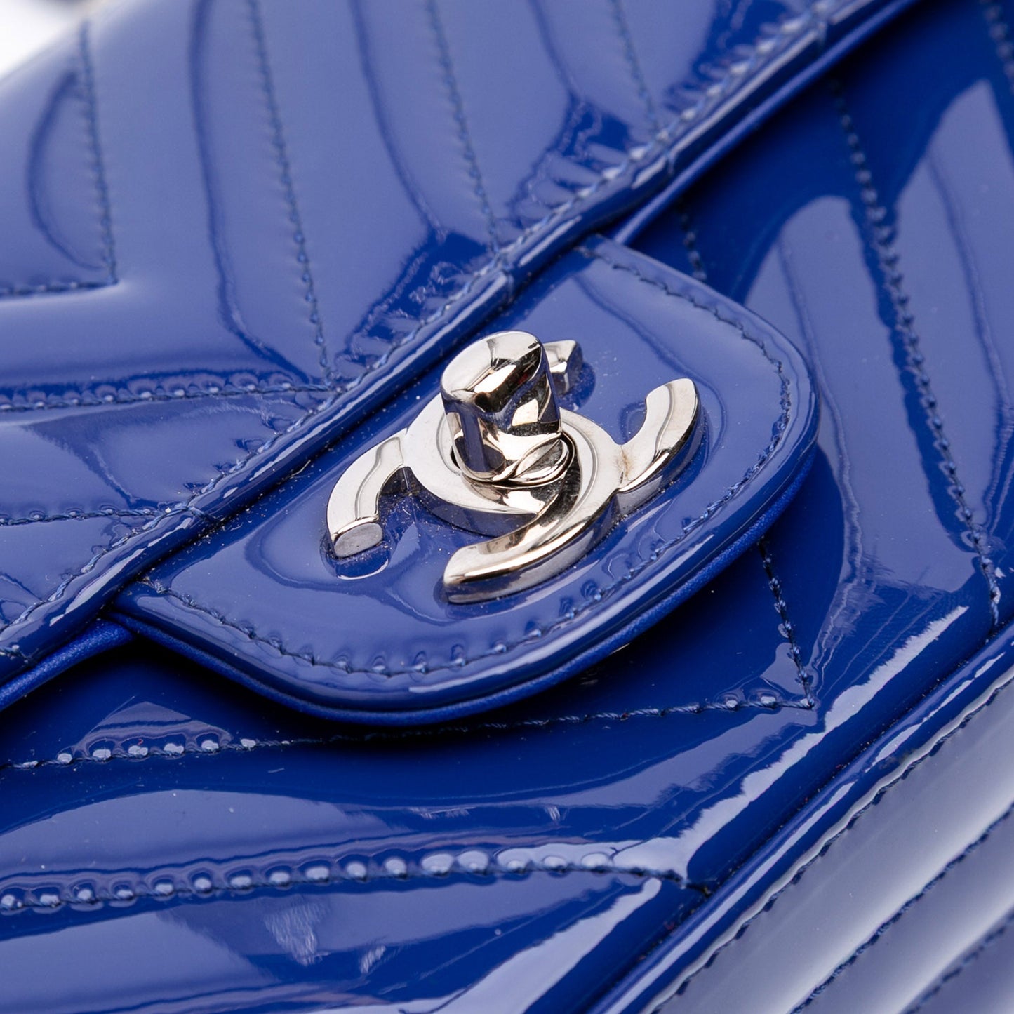 Chanel Mini Rectangular Classic Chevron Patent Single Flap