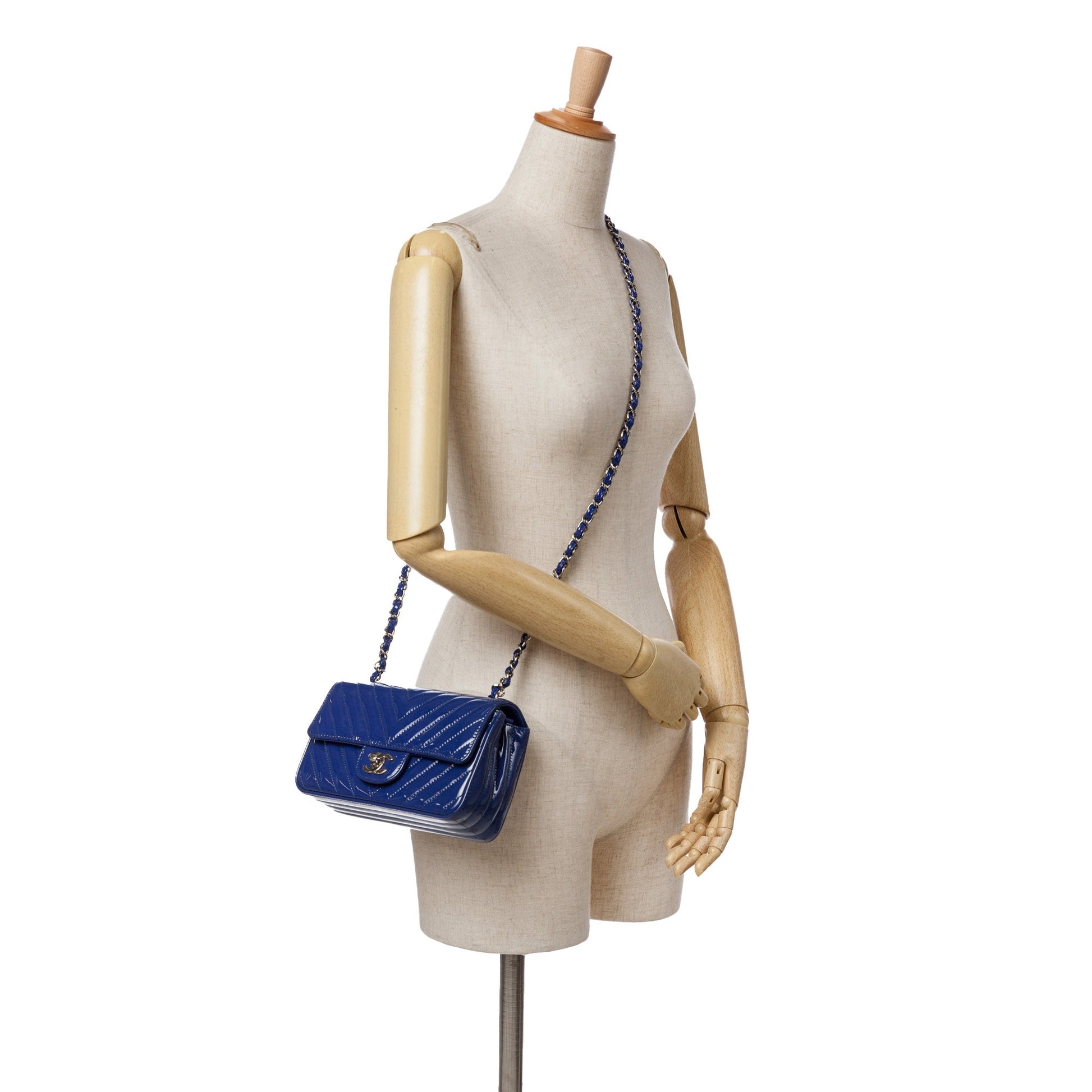 Chanel Mini Rectangular Classic Chevron Patent Single Flap