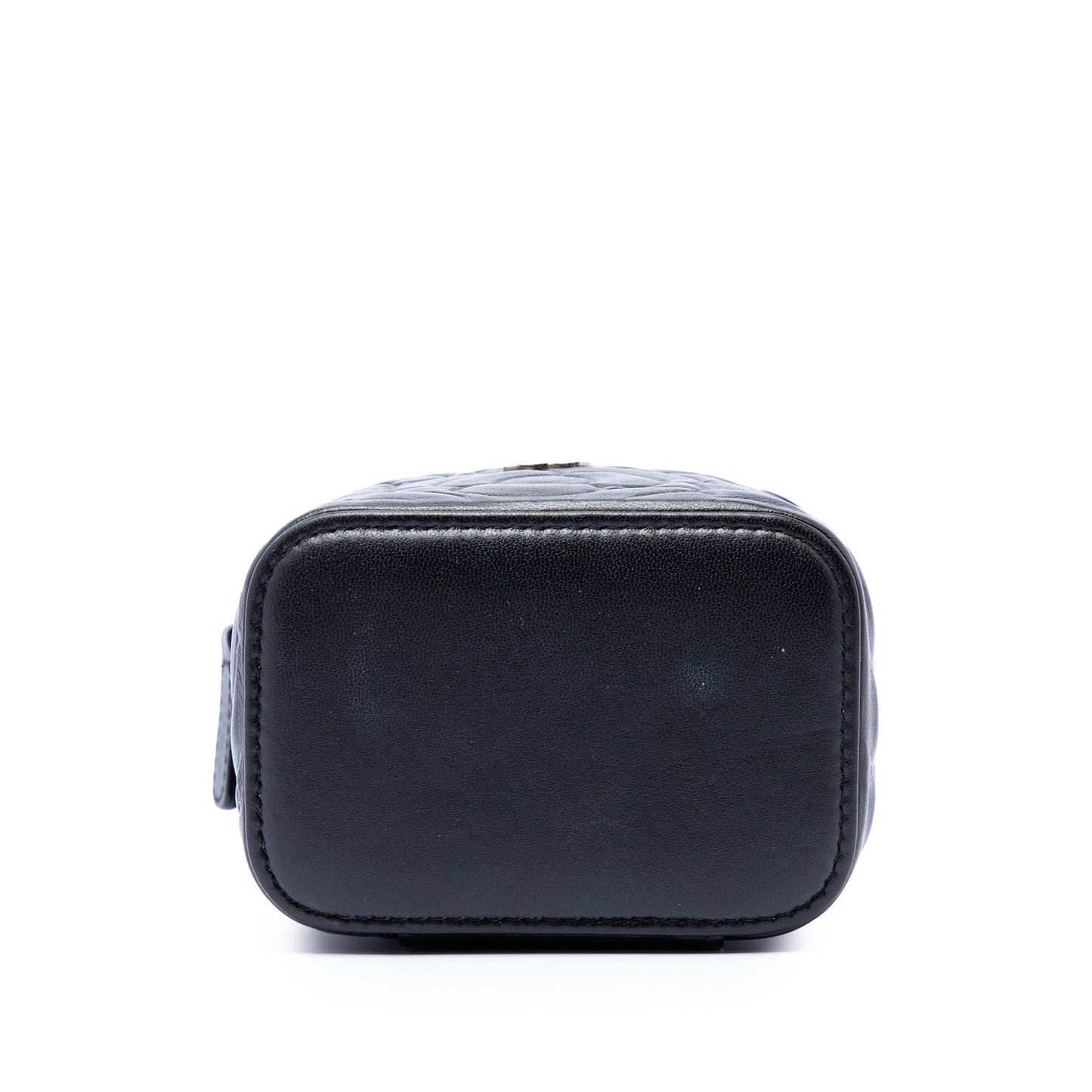 Chanel Mini Camellia Embossed Lambskin Vanity Case With Chain