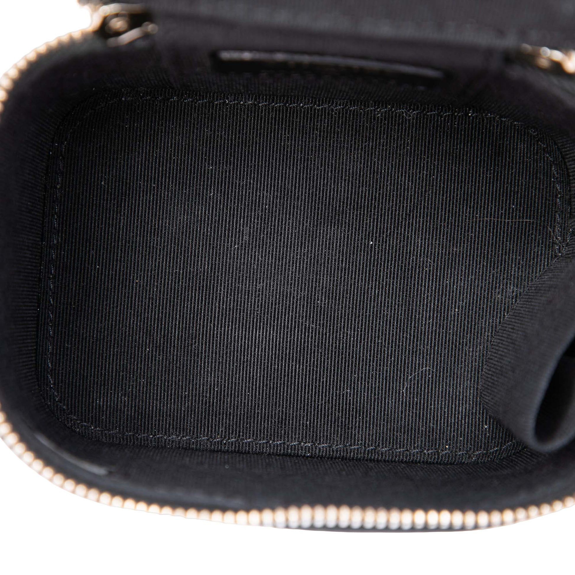 Chanel Mini Camellia Embossed Lambskin Vanity Case With Chain
