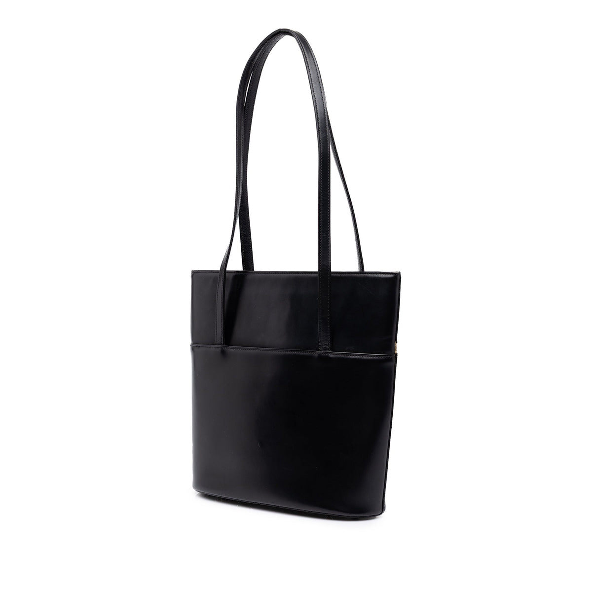 Burberry House Check Trimmed Leather Tote — Black