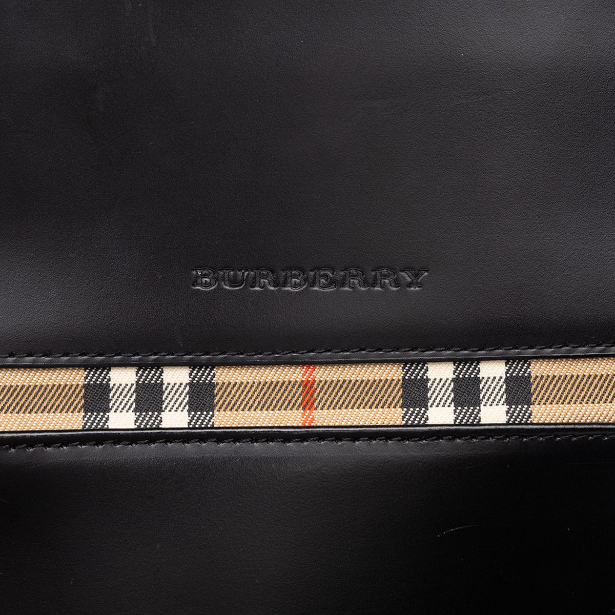 Burberry House Check Trimmed Leather Tote — Black