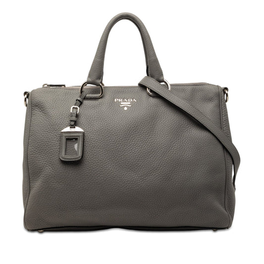 Prada Vitello Daino Zip Top Satchel