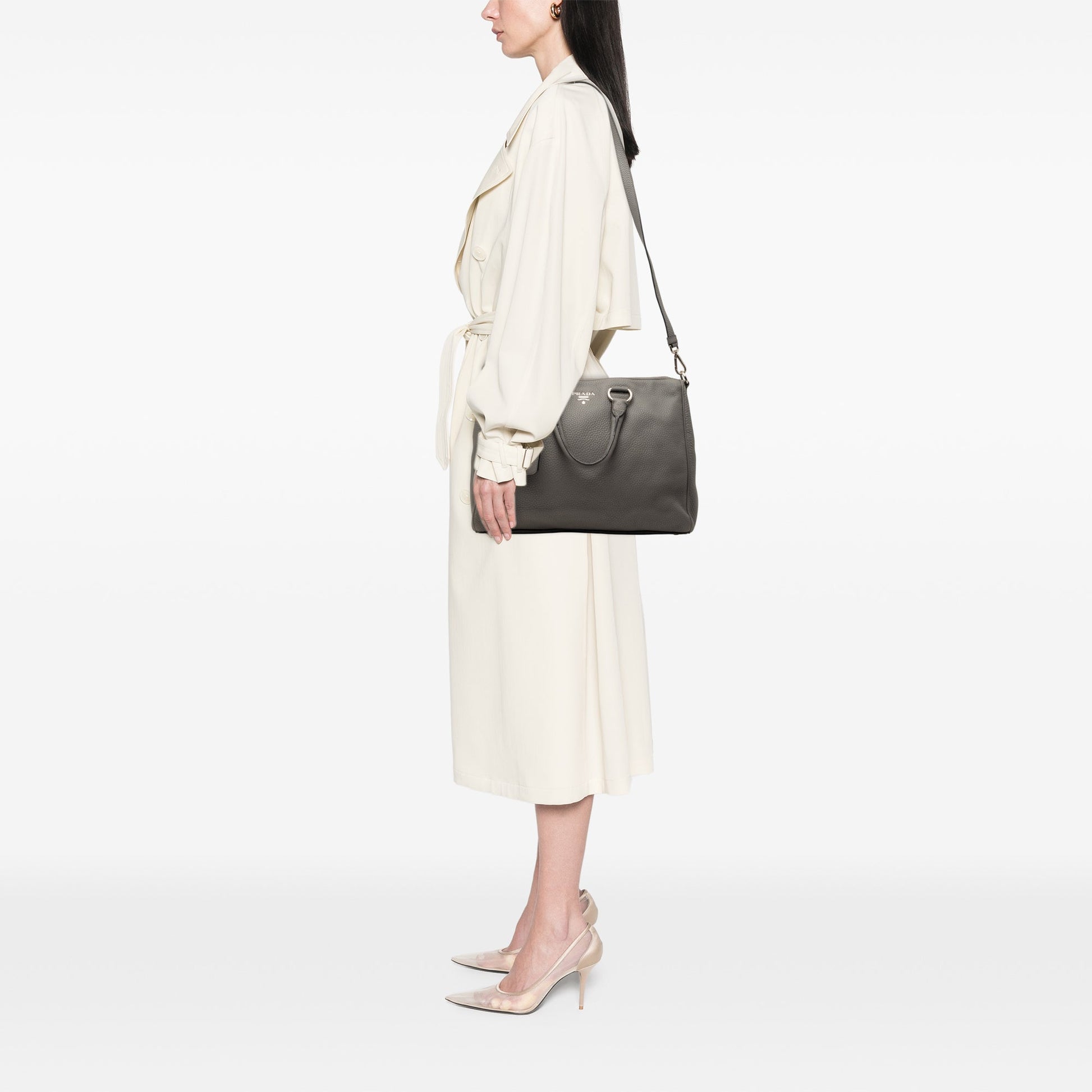 Prada Vitello Daino Zip Top Satchel
