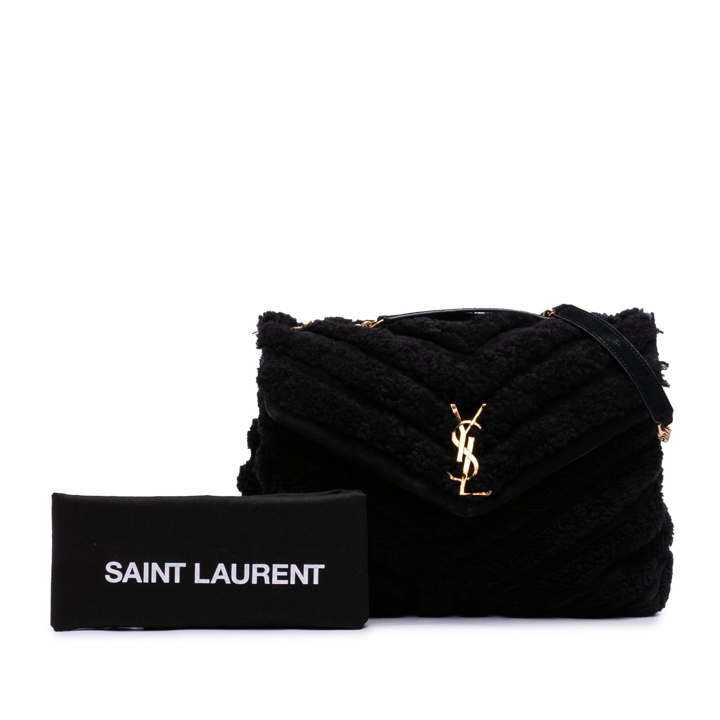 Saint Laurent Medium Shearling Loulou Shoulder Bag