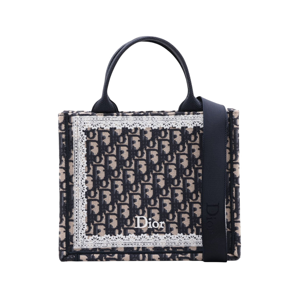 Dior Small Oblique Canvas Embroidered Book Tote — Blue