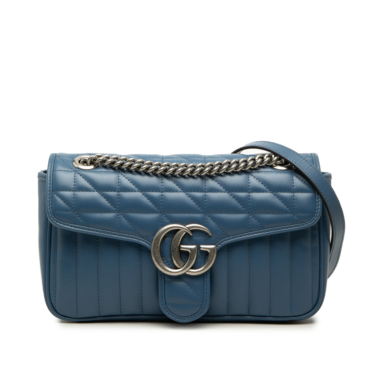 Gucci Medium GG Marmont Matelasse Calfskin Shoulder Bag — Blue