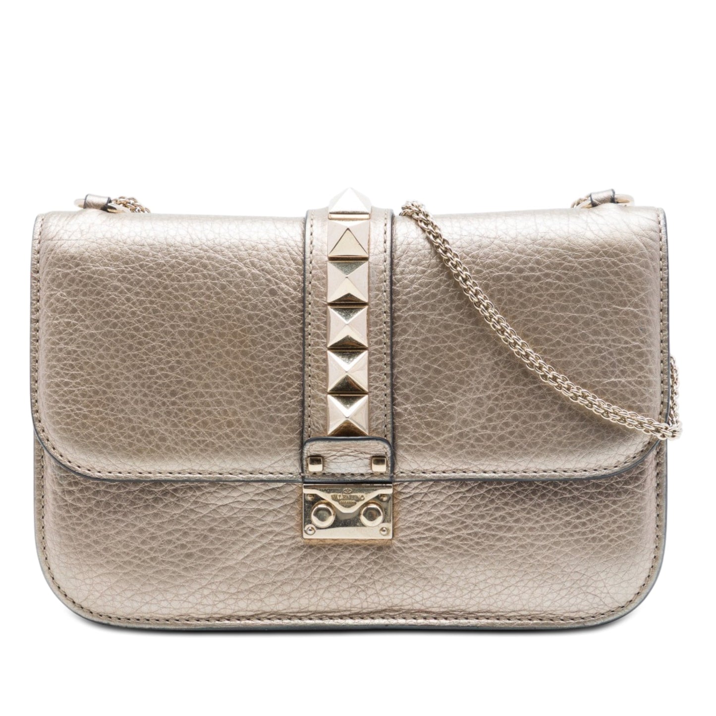 Valentino Medium Metallic Leather Rockstud Glam Lock Crossbody