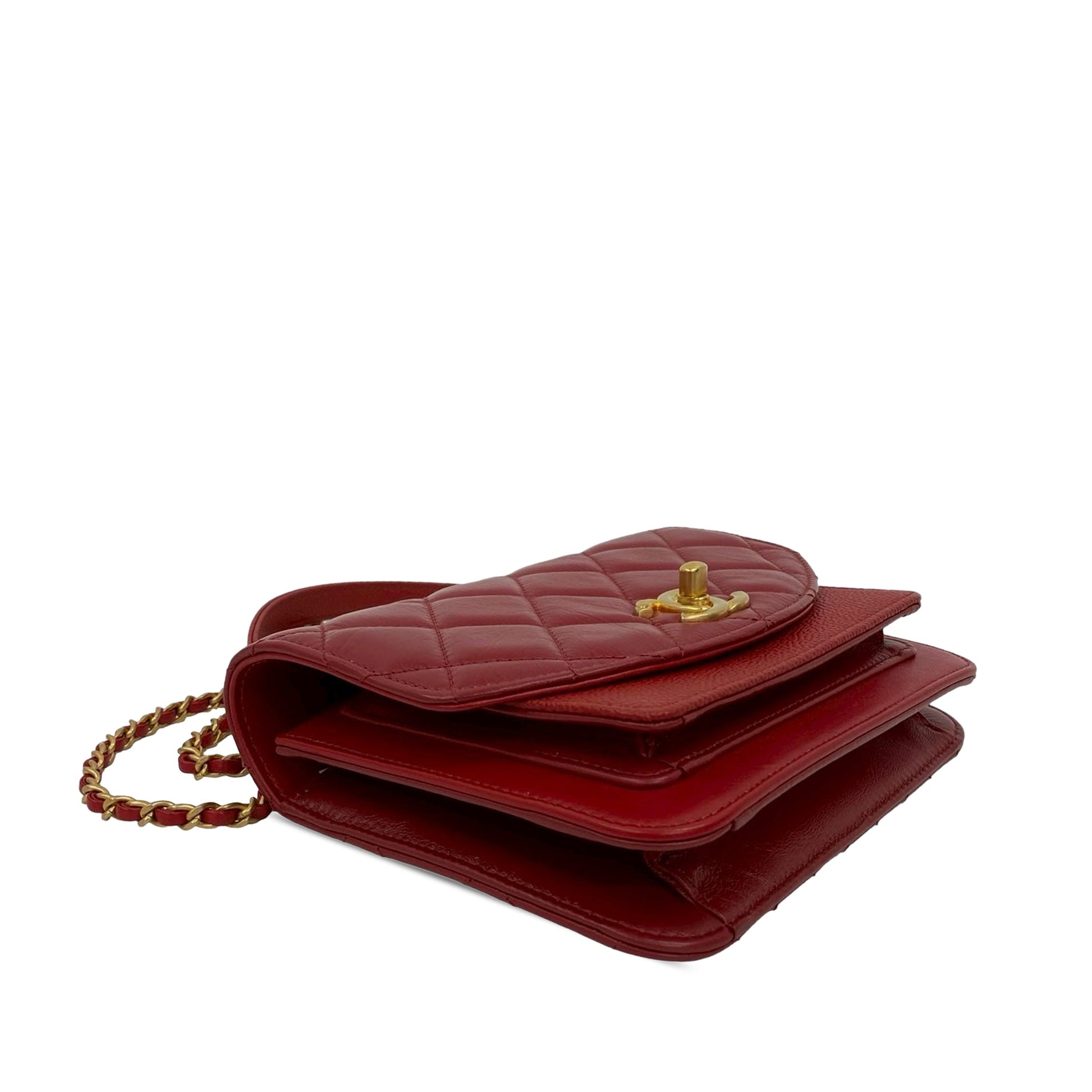 Chanel Mini Quilted Calfskin and Caviar Chain Handle Flap