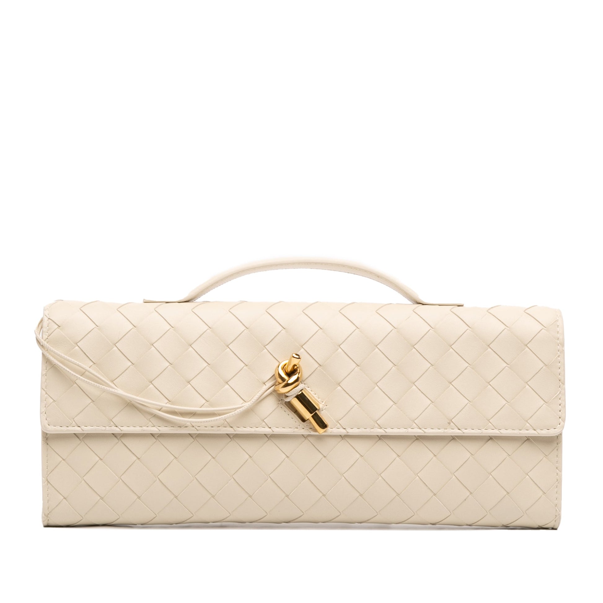 Bottega Veneta Lambskin Intrecciato Andiamo Clutch