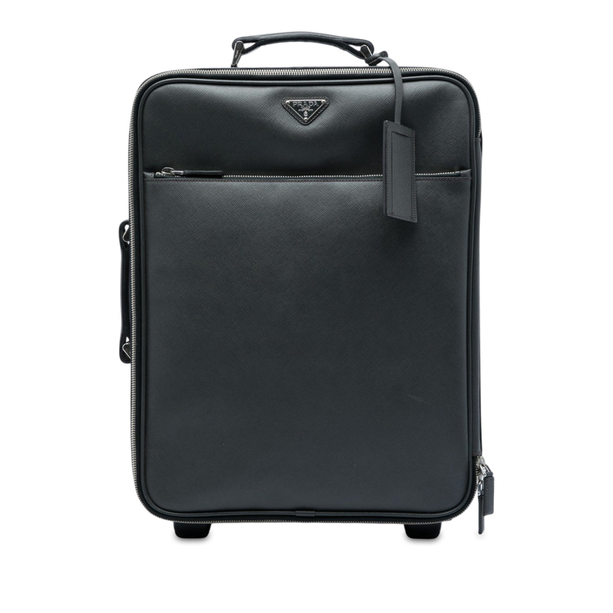 Prada Saffiano Rolling Trolley Suitcase — Black