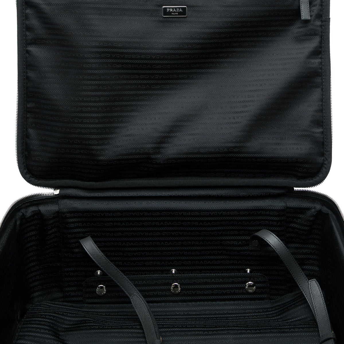 Prada Saffiano Rolling Trolley Suitcase — Black