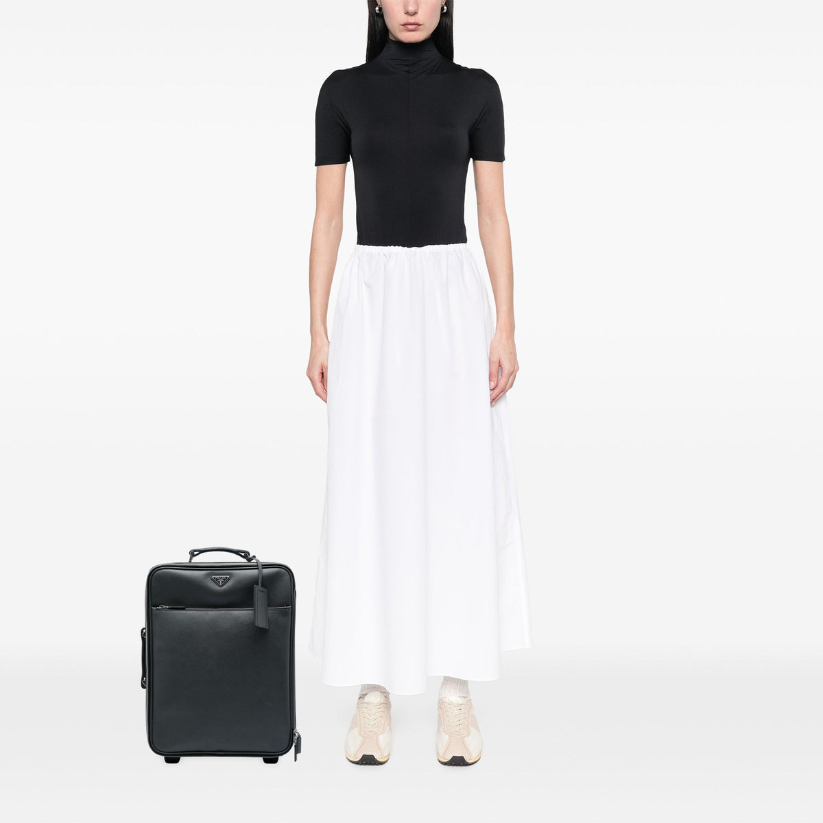 Prada Saffiano Rolling Trolley Suitcase — Black