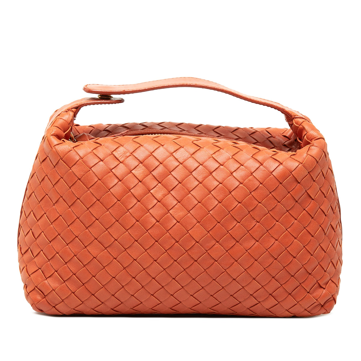 Bottega Veneta Mini Nappa Intrecciato Wallace Handbag — Orange