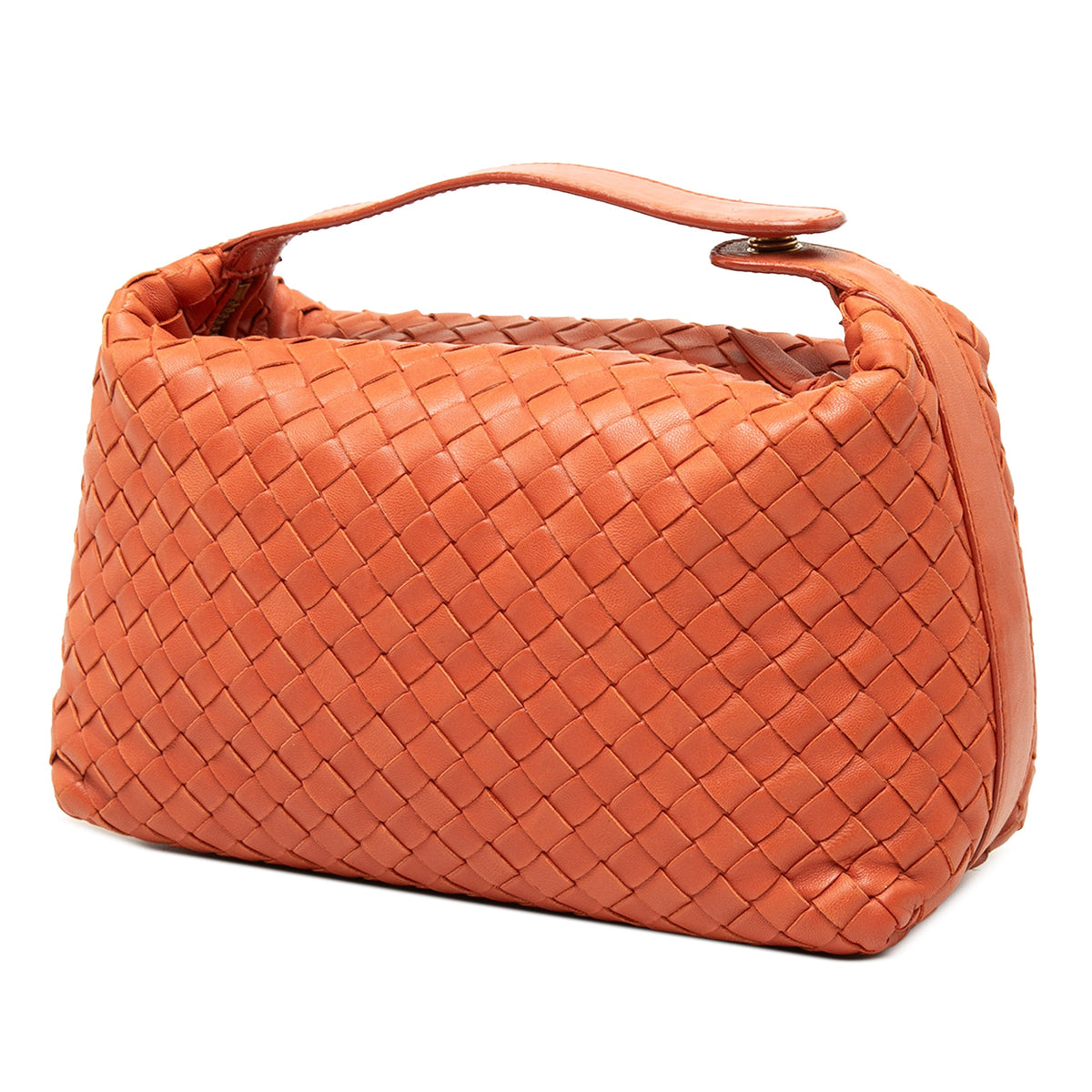 Bottega Veneta Mini Nappa Intrecciato Wallace Handbag — Orange