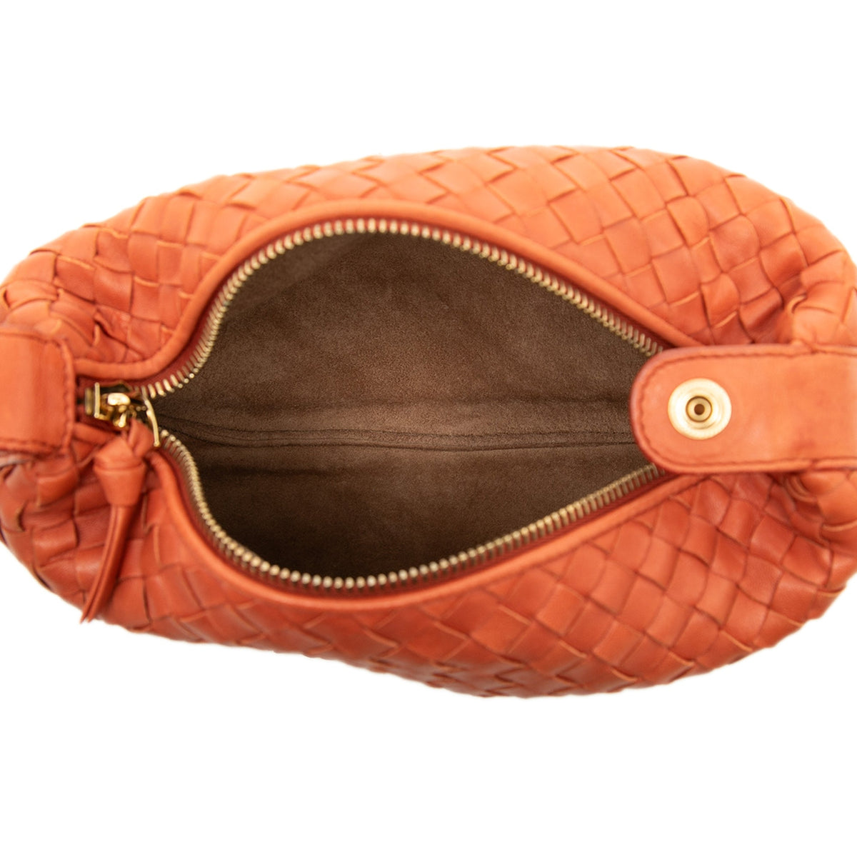 Bottega Veneta Mini Nappa Intrecciato Wallace Handbag — Orange