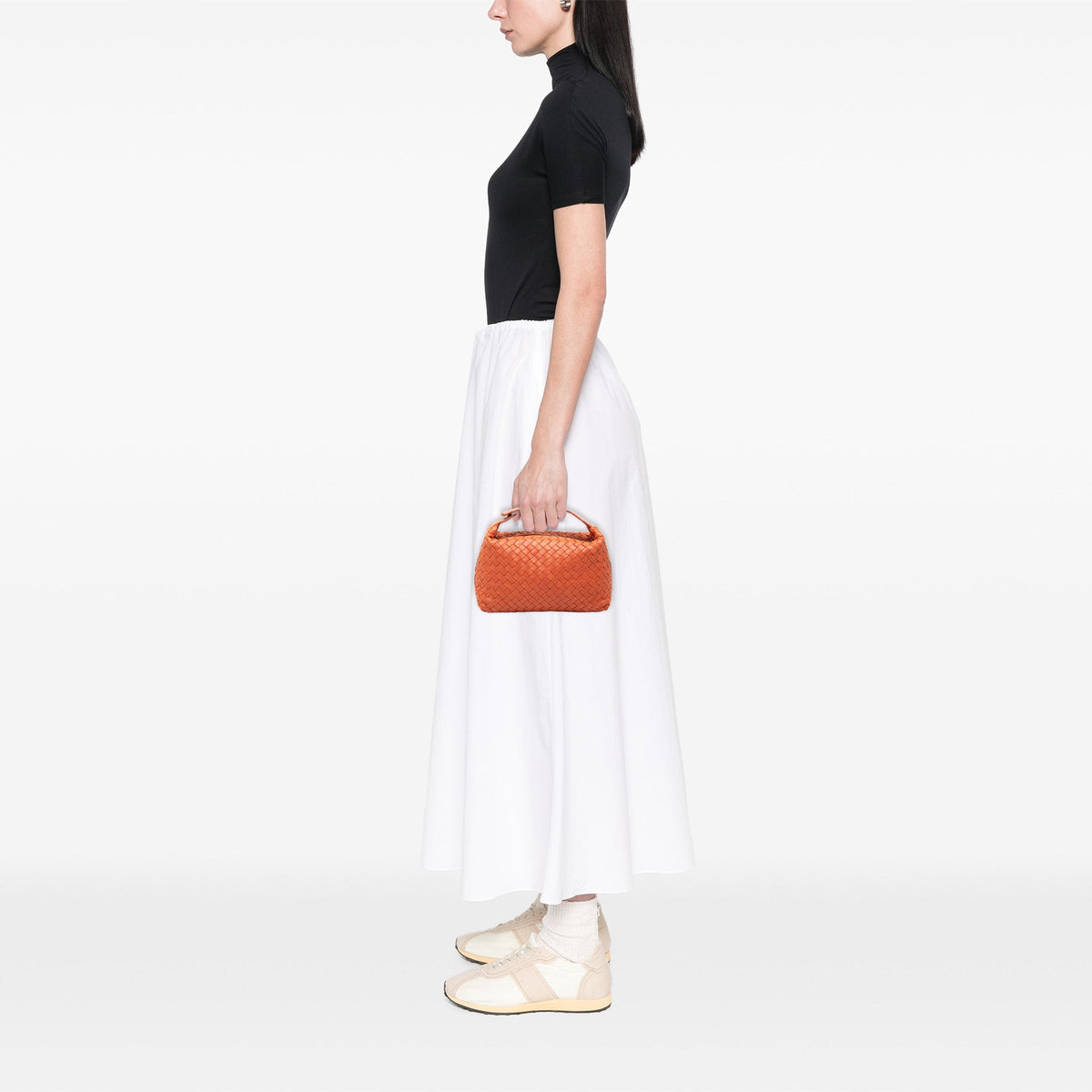 Bottega Veneta Mini Nappa Intrecciato Wallace Handbag — Orange