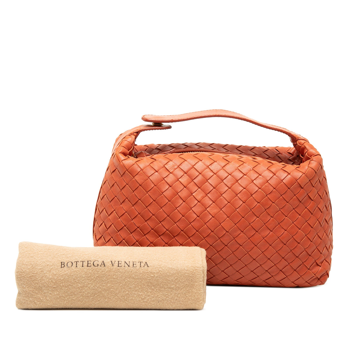 Bottega Veneta Mini Nappa Intrecciato Wallace Handbag — Orange