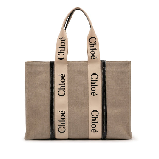 Chloé Large Woody Canvas Tote Bag