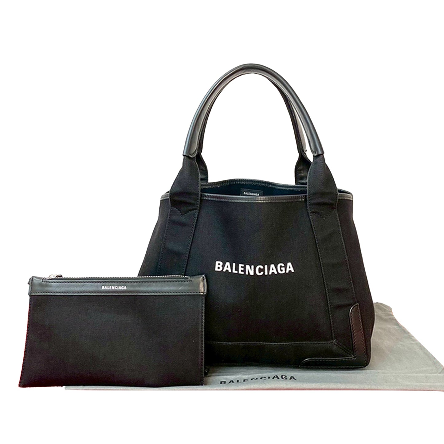 Balenciaga Canvas Navy Cabas Tote S