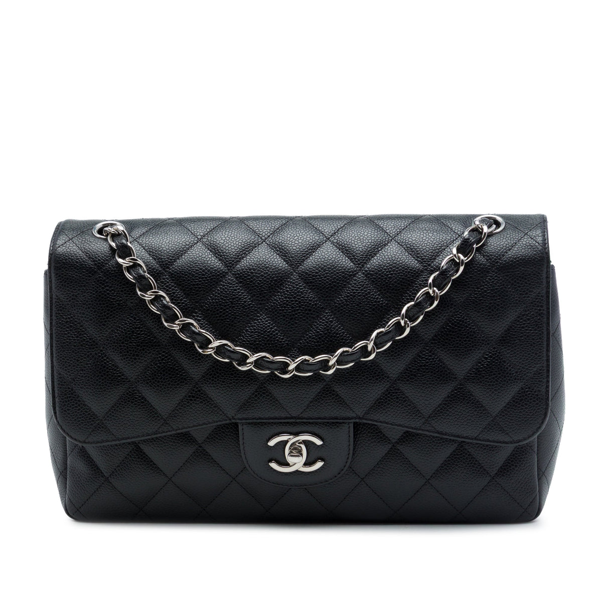 Chanel Jumbo Classic Caviar Double Flap — Black