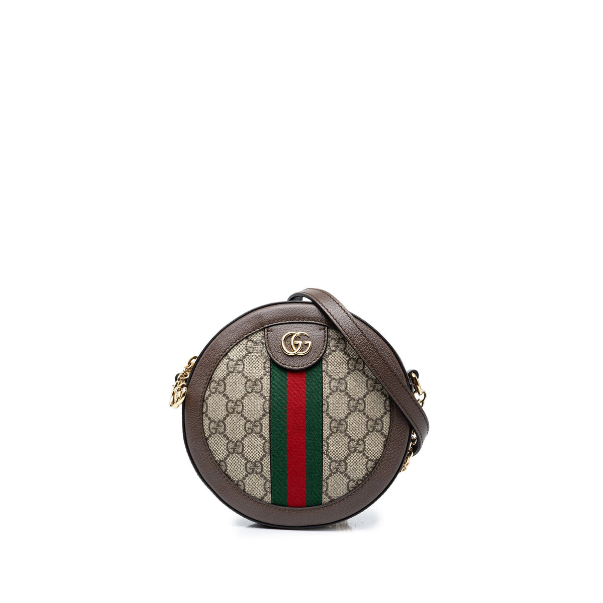 Gucci Mini GG Supreme Web Ophidia Round Crossbody — Beige