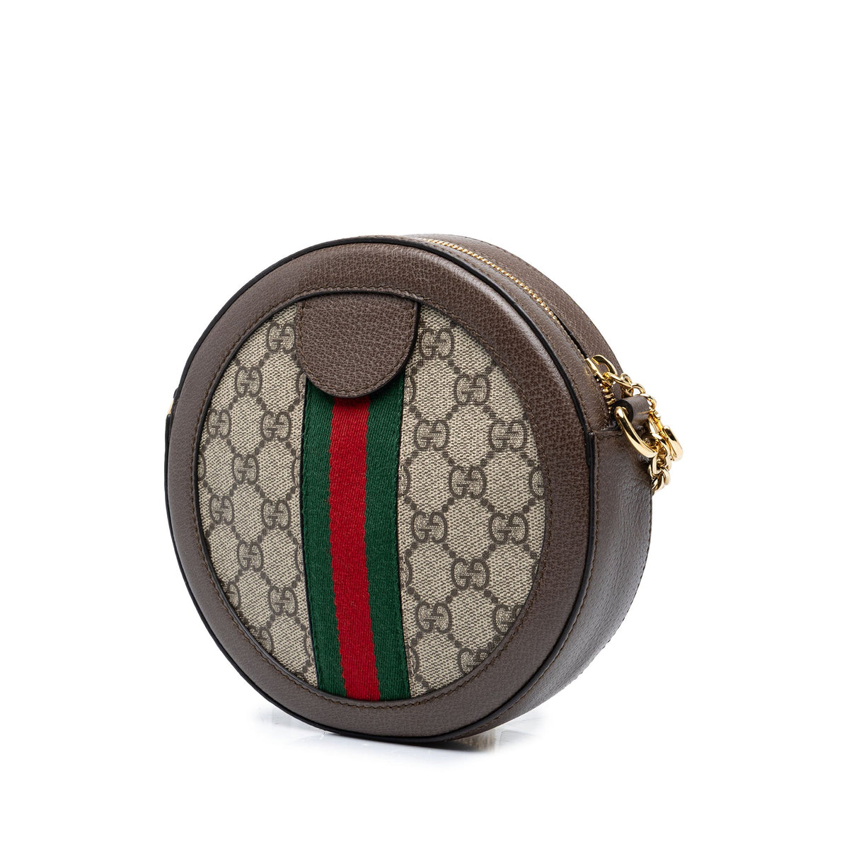 Gucci Mini GG Supreme Web Ophidia Round Crossbody — Beige