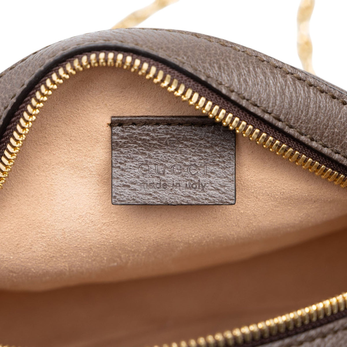 Gucci Mini GG Supreme Web Ophidia Round Crossbody — Beige