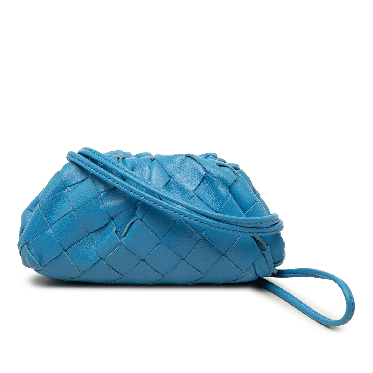 Bottega Veneta Nappa Intrecciato The Extra Mini Pouch Crossbody — Blue