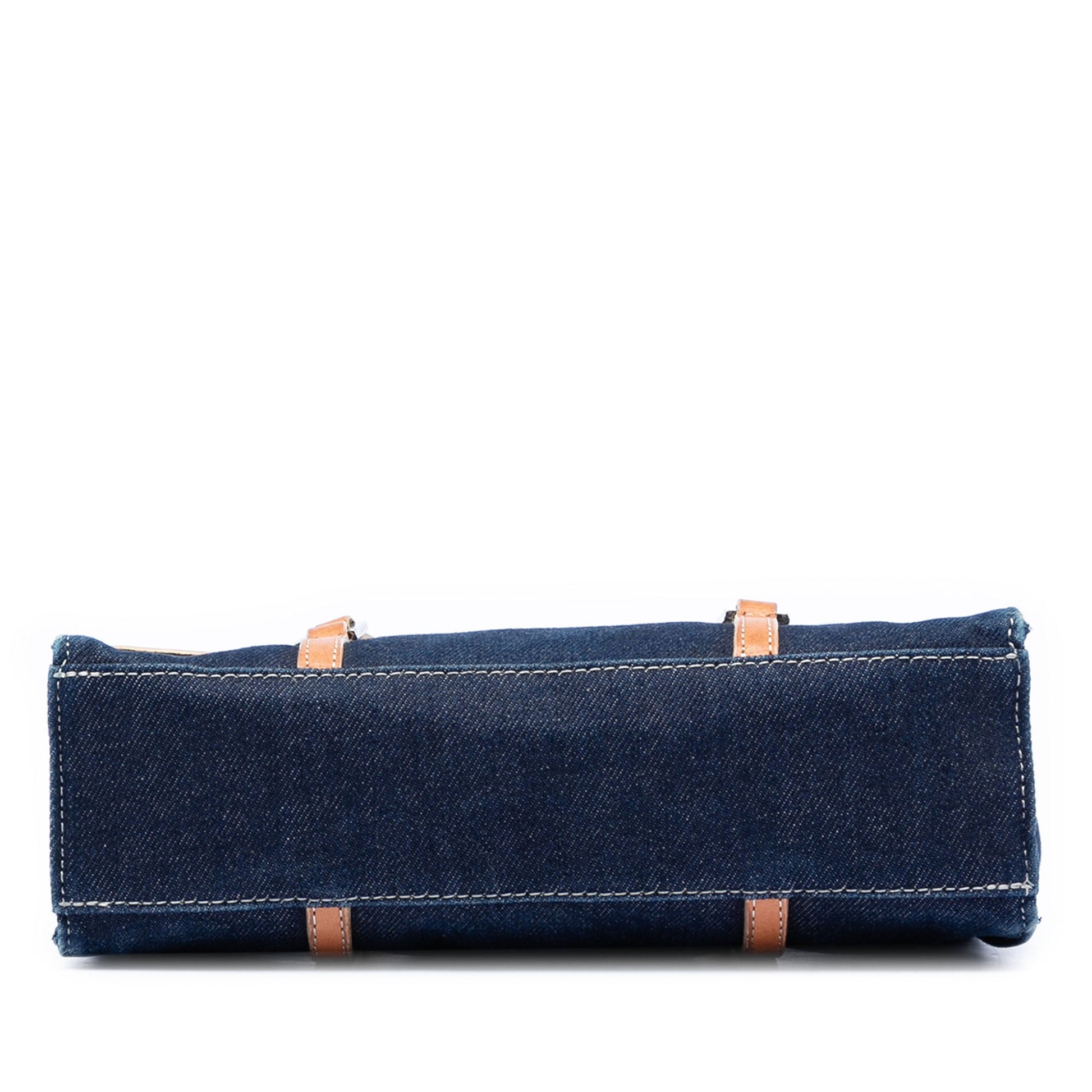 Denim and Embossed Leather Handbag
