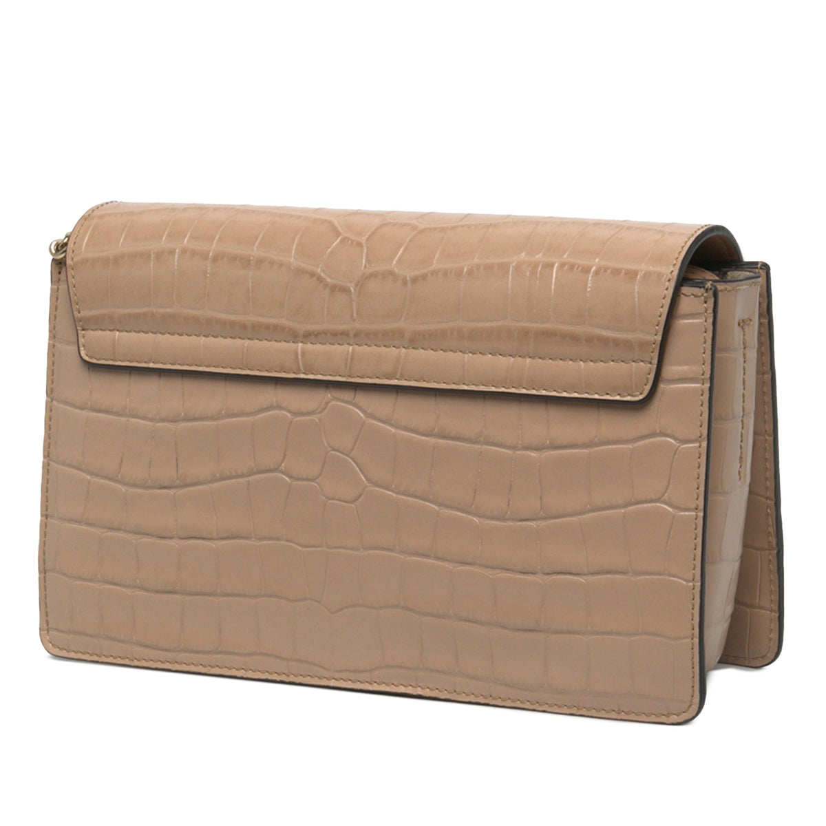 Chloé Small Croc Embossed Leather Faye Crossbody — Beige