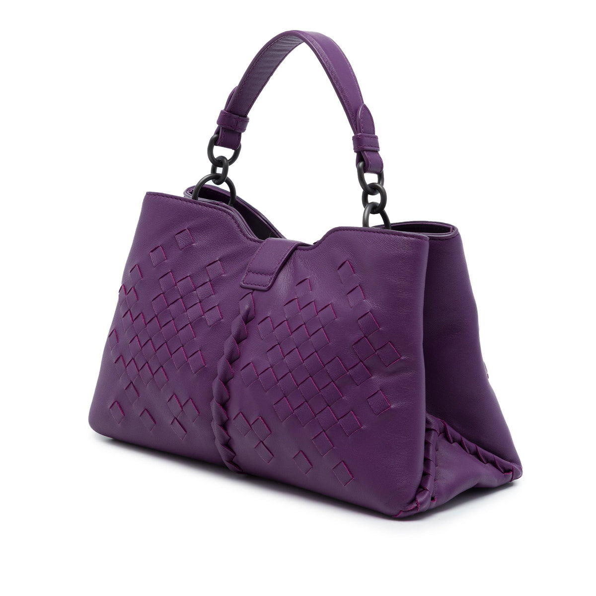Bottega Veneta Nappa Intrecciato Napoli Satchel — Purple