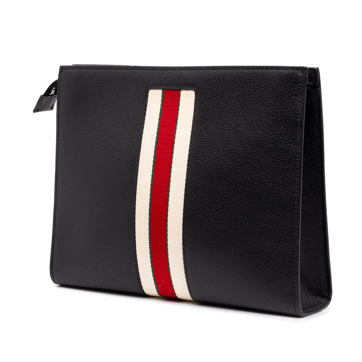 Gucci Calfskin Logo Stripe New Web Clutch — Black