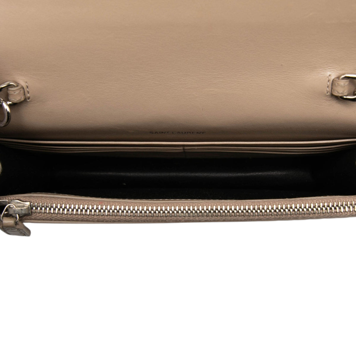 Saint Laurent Small Croc Embossed Leather Monogram Kate Tassel Crossbody — Brown